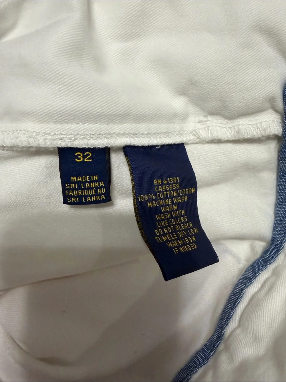 Ralph Lauren White Cotton Flat Front Shorts